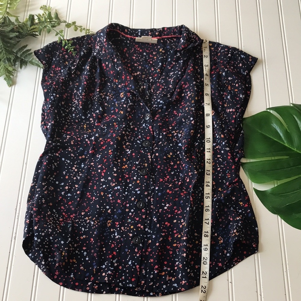Anthropologie Maeve splatter top blue yellow red - Picture 2 of 10